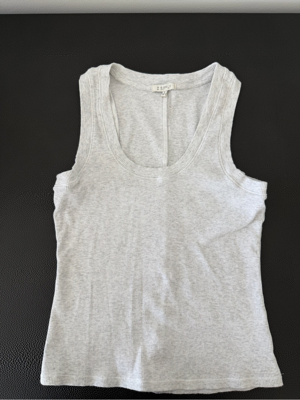 Z Supply Light Gray Ribbed Scoop Neck Tank